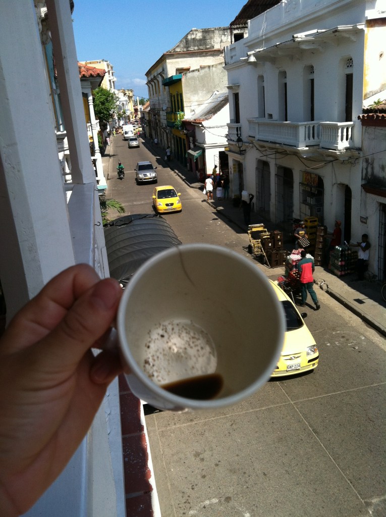 Coffee on Cartagena's hostel row