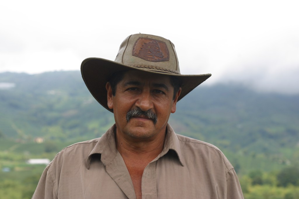 Aldemar on the farm he manages in Chuscal, Chinchina, Colombia