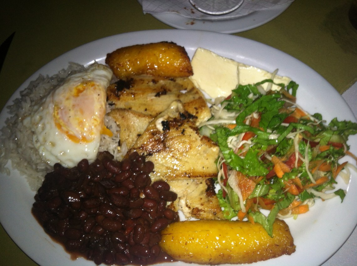 Casado con pescado. Turrialba, CR. Sometimes eating what's in front of you is not a chore.