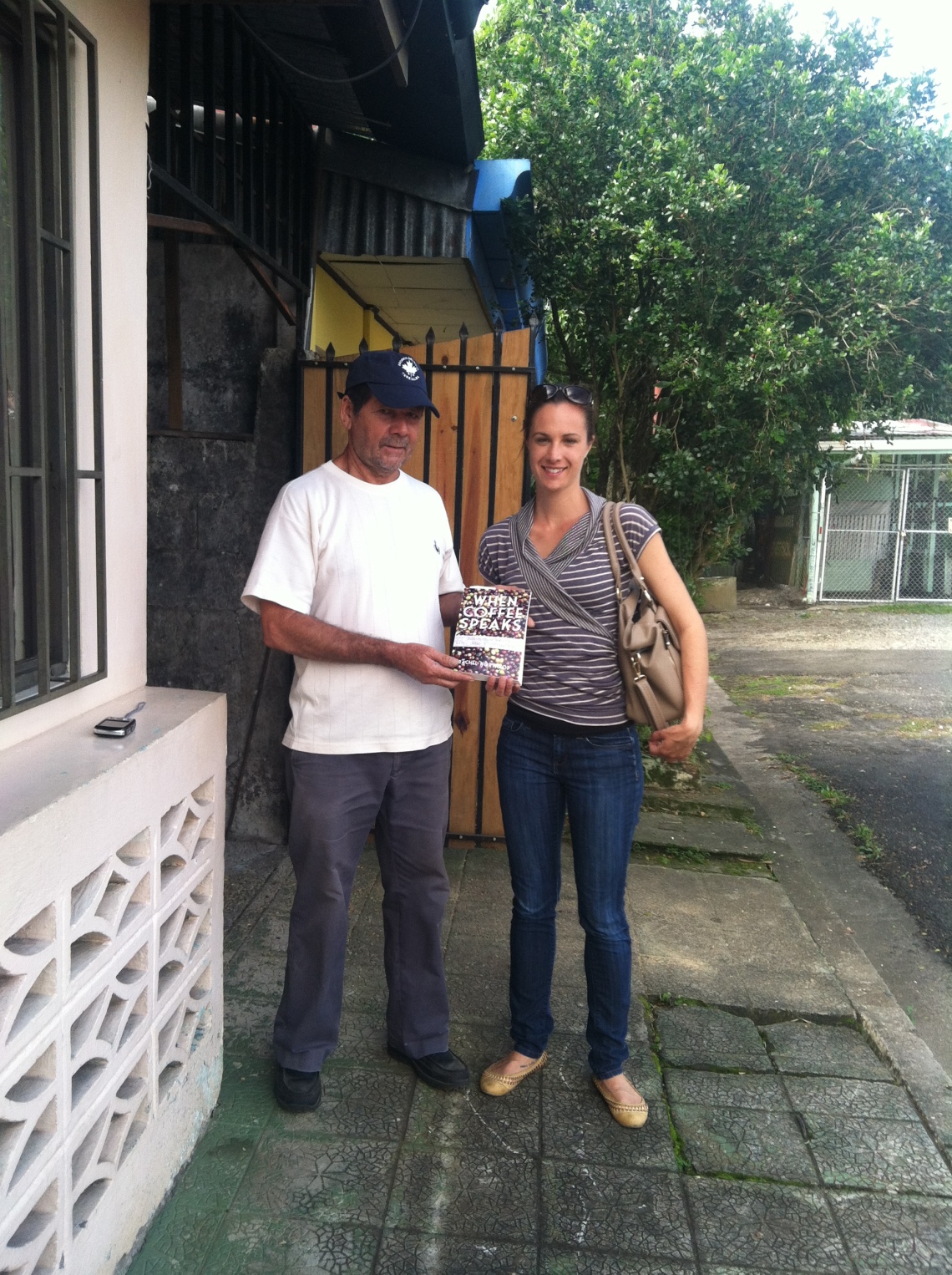 With Roberto outside his home and artisan roasting operation in Turrialba