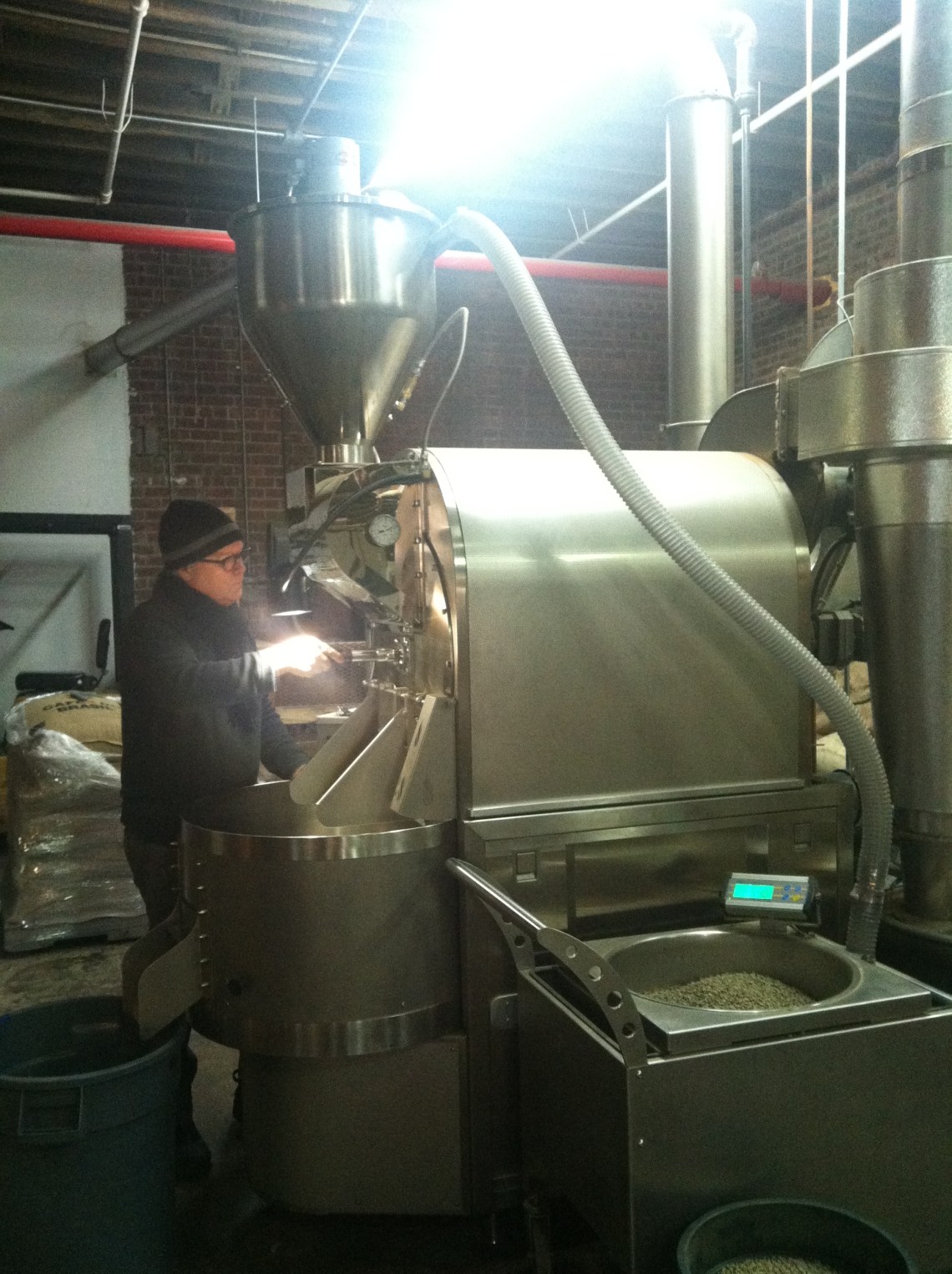 Chris Caulkins roasting for Prodigy Coffee under Gotham Roasters