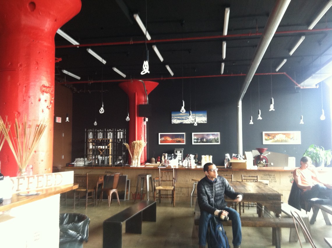 Drip tower on the counter in the back left