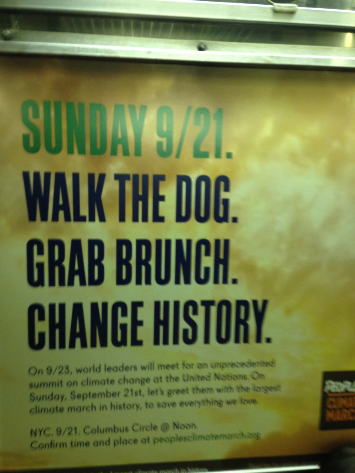 People's Climate March ad in Subway