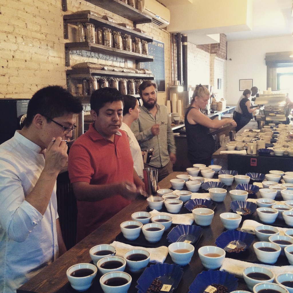 Jorge cupping with Israel of Axiom at Crop to Cup Importers.